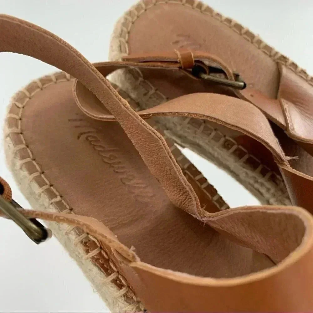 Madewell sandals style md776 size 9 cognac brown strappy Espadrilles platforms